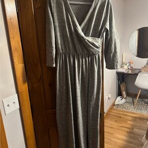 Boutique Heather Gray Long Sleeve Maxi Sweater Dress